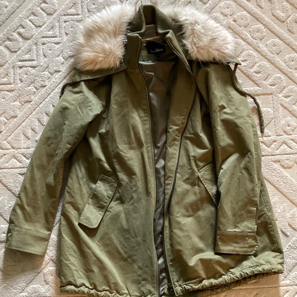 Sam Edelman Women's Olive Green Jacket with Faux Fur Trim - Picture 5 of 7